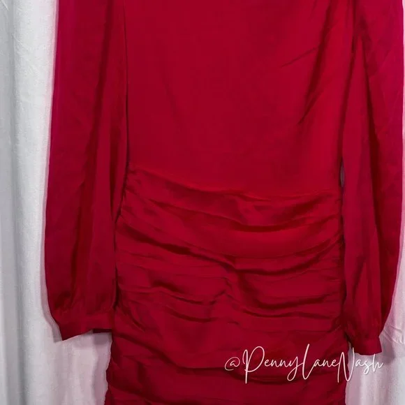 NWT Intermix Jayda Ruched Crepe de Chine Mini Dress